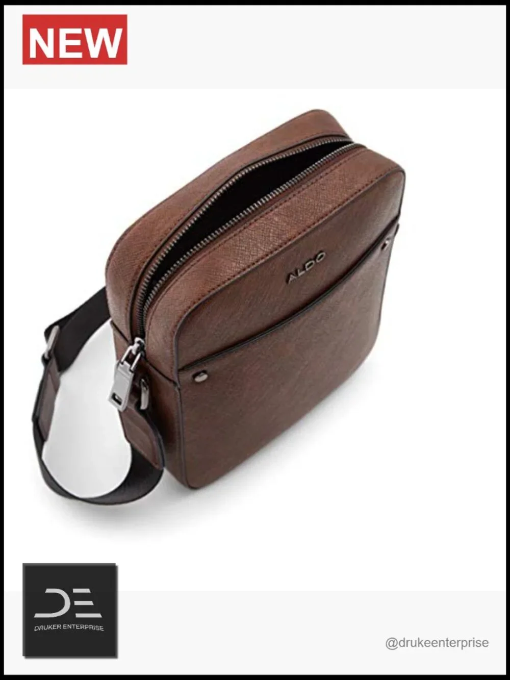 Crossbody Bag with Adjustable Strap, Faux Leather, 2 Compartments